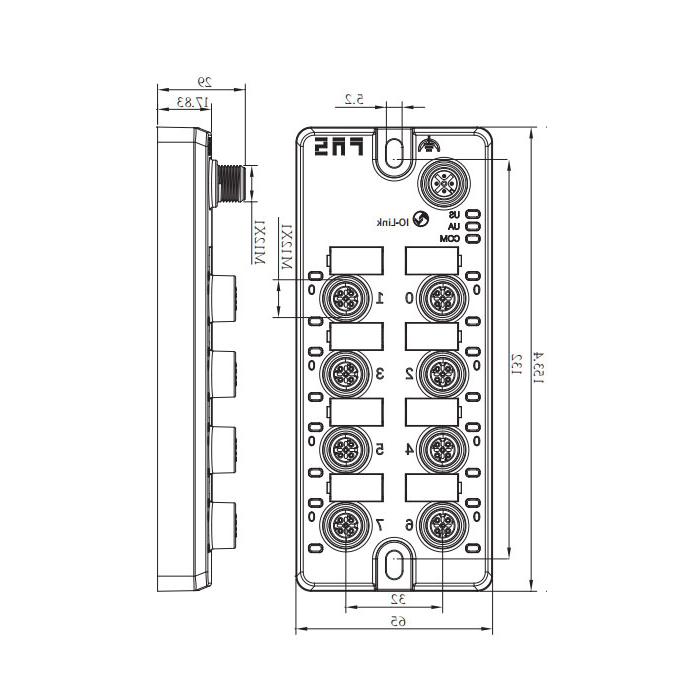 M12接口、IO-Link Hub、4AI，0-10V DC 电压模拟量、8DI PNP 输入数字量模块、00BB11